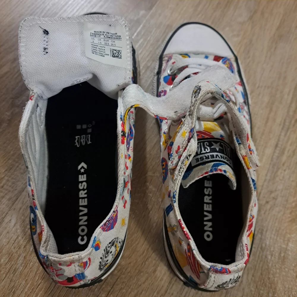 Converse All Star Chuck Taylor White Red Blue Colorful Kids Sneakers Size 2